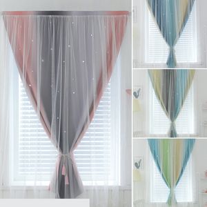 Sheer Curtains Punchfree Dublelayer Star Zasłony zacieniające do domowej sypialni Dekoracja Dekoracja zacienia