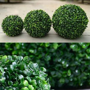 Flores decorativas 13-28 cm Bolas de plantas de simulación Bola de hierba verde artificial Guirnalda Topiary Planta colgante Decoración del jardín del hogar