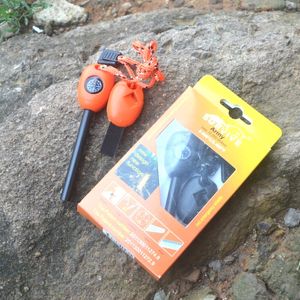 Outdoor Gadgets Firestarter 3 In 1 Magnetic Compass Emergency Whistle Survival Camp Rod Flint Fire Starter Multi-Tool Striker EDC Gear