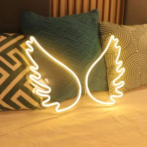 Night Lights Neon Signs for Wall Decor Angel Wings LED Sign for Bedroom Bar Pub Store Club Garage Home Party