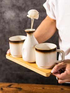 Conjunto de acessórios de banho estilo japonês el homestay decoração bandeja de banheiro lavagem de dente de dente de dente de dente de três peças