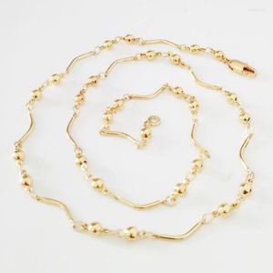 Ketten Perlen Halskette Gelbgold Schmuck 48CM lang Designs für Damen Modeaccessoire
