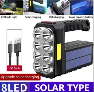 Potenti torce a potenza solare multifunzione portatile 6led 8 LED torcia torcia USB Lampada da campeggio ricaricabile