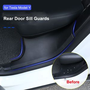 for Tesla Model Y Rear Door Sill Guards Protector Cover ModelY 2022 Inner Sill Decoration Interior Accessories Anti-Kick Protection Shell Strip