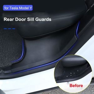 För Tesla Model y Bakdörr Sill Gakter Skydd Cover Modely 2022 Inner Sill Decoration Interiör Tillbehör Anti-kick skyddsskalremsa