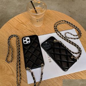 携帯電話の携帯電話のケースケースse er se er long metal chain cross body handbag design lambskin 12 11 13 pro max xs xr 8 fansummer dhlpo