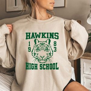 Dam Luvtröjor Sweatshirts Vintage Hawkins High School Sweatshirt Stranger Things Inspired Sweatshirts Herr Dam Streetwear Hoodie Hawkins Class of 1983 221010