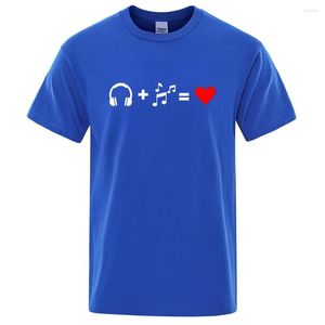 Camisetas para hombres auriculares m￡s m￺sica es igual a mi amor por los hombres ropa de ropa de algod￳n de algod￳n