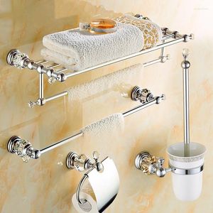 Bath Accessory Set Bathroom Accessories Towel Rack Paper Holder Silver Polished Chrome Products Solid Brass Hardware Sets