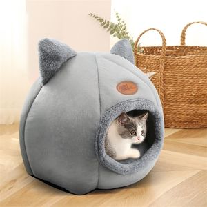 猫のベッド家具スーパーソフトドッグラウンド猫ディープスリープ睡眠冬の暖かい睡眠テント居心地の良い洞窟マットポータブル屋内猫猫用2210101010