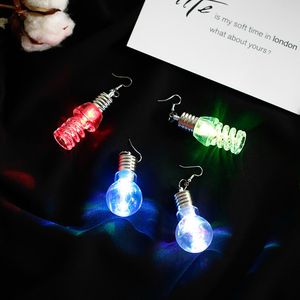 Ins Unusual Funny Nightclub Novelty Lighting bulb Earring Colorful Luminous Bulbs Earrings For Women Girls Fashion Christmas Party Jewelry D1.0