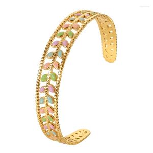 Bangle Youthway Otwarta stal nierdzewna dla kobiet Summer Green Metal Golden Charm Waterproof Gift 2022