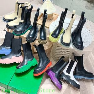 Luxus-Designer-Stiefel TIRE Leather Martin Ankle Chaelsea Boot Fashion Wave Colored Rubber Outsole Elastic Webbing Comfort bottega bottegas Exquisite Stiefel