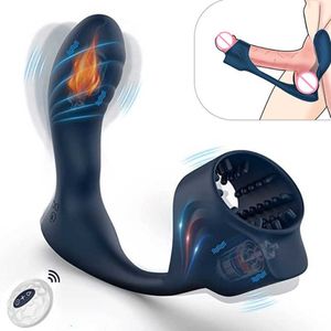 Speelgoed mannelijke prostaat massager verwarming anale vibrator masturbator penis mouw ring eikel stimulator cockring sex speelgoed voor mannen paar
