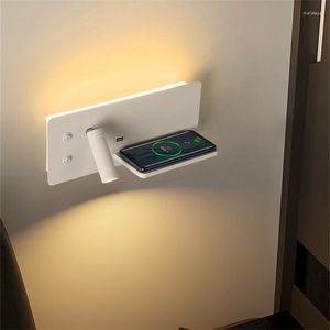 Wall Lamp Modern Minimalist LED Creative Nordic Bedroom USB Wireless Charging Bedside Living Room Background
