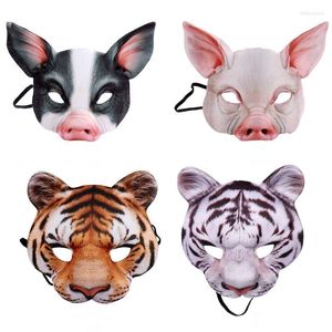 Maski imprezowe Halloween 3D Tiger Pig Animal Half Face Mask Mask