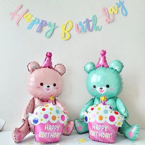 Outros suprimentos festivos de festas insere 4d urso balão de bebê aniversário p O adereços de desenho animado balões de filme de alumínio