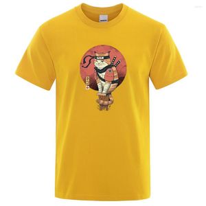 メンズTシャツ日本語ニンジャ猫印刷Tシャツ男クールな夏の半袖TシャツヴィンテージファッションTシャツパンクストリートウェアシャツ
