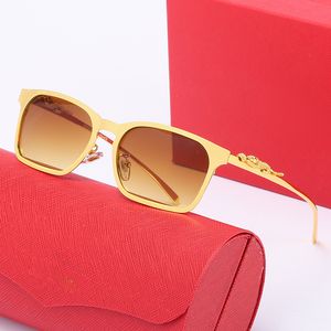 designer shades luxury glasses womens sunglasses Leopard Head Composite Metal frame Optical goggle Classic Rectangle Square Gold gafas de sol sun glasses