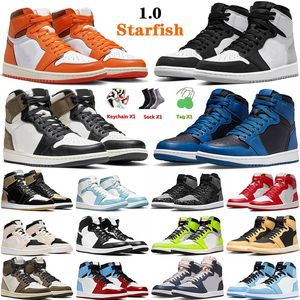 Top 1 men basketball shoes 1s Jumpman Starfish Grey Fog Dark Mocha Marina Blue Mens Women Heirloom Twist Trainers Sneakers Size 12
