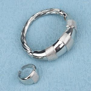 Bangle Trendy Silver Plated Ring For Women Men High Quality Bracelet Dubai Ethiopian African Big Jewelry Wedding Party Gift