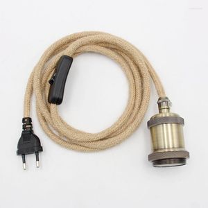 Pendant Lamps LAYSDA Retro Style Rope Bag With European Plug Switch E27 Bulb Lamp Socket Power Cord Metal Holder