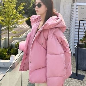 Damen Daunenparkas Circyy Winterjacke für Damen Mantel mit Kapuze rosa Kurzjacke Oversize-Parka dicker warmer Baumwoll-Puffermantel gepolsterte Kleidung 221010