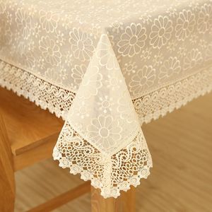 Tafelkleed trotse roos pastorale kant tafelkleden rechthoekig wit uitgeholde borduurwerk Europa ronde bruiloft decor