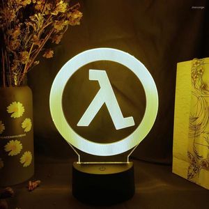 Ночные огни игра половина жизни alyx логотип дизайн красивая игровая комната компьютер на рабочем столе установка световой лампа светодиодный датчик