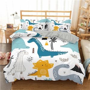 Conjuntos de roupas de cama 3D Dinosaur Family Bedding Conjunto para crianças desenho animado Capa de cama de meninos solteiros capa de edredão Conjunto de tamanho único 221010