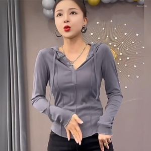 Kadın Hoodies Sonbahar Sweatshirt Kadın Kırpılmış Kadın Sokak Giyim Bahar Estetik Kapşonlu Üstler Günlük Kore Moda Hoodie Vintage