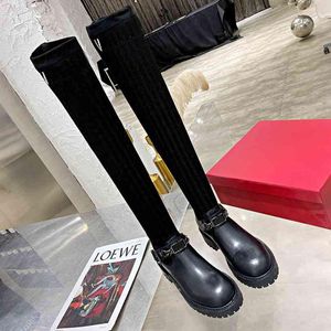 2023 Womens shoes flying knitting knee boots fashion Women needle half boot top designer ladies 9 ankle booty woman autumn winter shoes