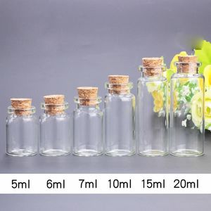 Mamadeira de vidro transparente Diy Cork Stopper 0,5ml 1ml 2ml 3ml 4ml 5ml 6ml 7ml 10ml 15ml 20ml