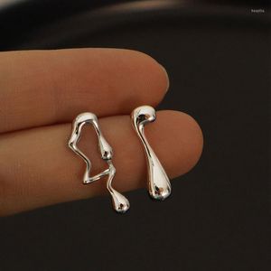 Stud Earrings MEETSOFT 925 Sterling Silver Minimalist Irregular Lava Music Notes Water Drops For Women Trendy Fine Jewelry Gifts