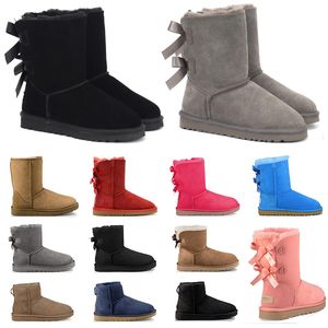 Women snow boot Designer Triple Black Chestnut Pink Navy Grey Fashion Classic Ankle Short booties Womens Ladies Booties wgg boots Winter shoes Outdoor Casual