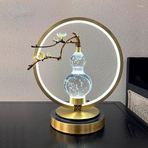 Tischlampen 2022 Vollkupfer Chinesische Lampe Modernes High-End-Schlafzimmer Nachttisch Kreative Kristallschreibtischleuchte