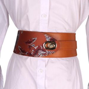 Belts Autumn And Winter Retro Girdle Female Literary Chinese Style Printed Belt With Skirt All-match Trend Women