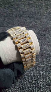 20232022 Nya Iced Out Diamonds Watch Pass TT ETA 3255 rörelse Mekanisk gul guld topp qu