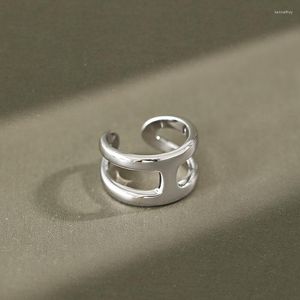 Küme halkaları xiha real 925 STERLING Gümüş Yüzük Inital Mektup H Açık Ayarlanabilir Kadın Minimalist Mücevher Kore Moda Aksesuarları