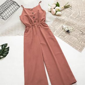 Women's Pants Gowyimmes Summer Fashion Women Chiffon Wide Leg Pant High Waist Lady Straps Casual Suspenders Long Trousers PD331