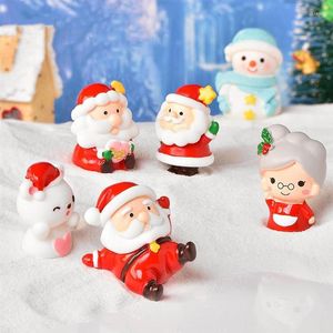 Dekoracje świąteczne dekoracja figurki santa drzewa wróżka dekoracje ogrodowe krajobraz śniegu modelu ozdoby miniatury Zestaw miniatury