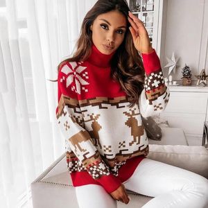 Women's Sweaters Christmas Red Long Sleeve Women Casual Sweater Autumn Winter Animal Design Female Pullover Fashion Knitted Tops #t3g