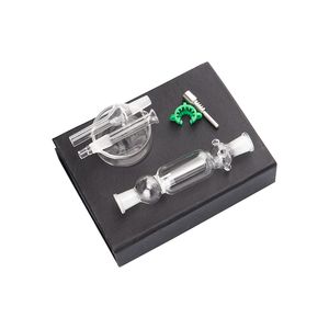 NC002 Dab Rig Vidro Bong Cachimbo de Fumar Caixa de Presente 10mm Aço Inoxidável Prego Clip Bocal Prato de Cera Em Linha Água Perc Bubbler Tubos de Vidro Fluxo de Ar Suave