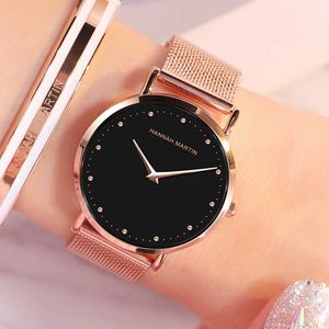 Montre-bracelets 2020 New Style Women's Imperproof Black Quartz Quartz Wrists For Women Luxury Mesh Band Steel Famous Watch Female Clock 1010