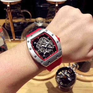 2022 Trendy Mens Automatic Mechanical Watch Hollowed Out Transparent Personalized Luminous Tape Atmosphere Waterproof Fashion