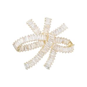 Retro Clear Crystal Zirconia Brooche Nieregularny metalowy pierścień Zakręcający kombinezon Corsage Modna biżuteria akcesoria bankietowe