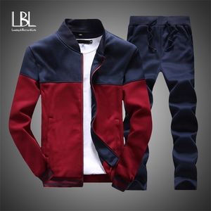 Mens Tracksuits Men Sets Fashion Sporting Full Suit Brand Patchwork Zipper Sweatshirt Sweatpants Mens Clothing 2 Pieces Sets Slim Tracksuit 221010