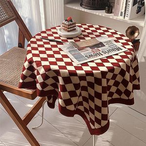 Bordduk Checkerboard Plaid Tablefat Ljus lyxig high-end matomslag Retro ins stil sovrum modern minimalistisk matta