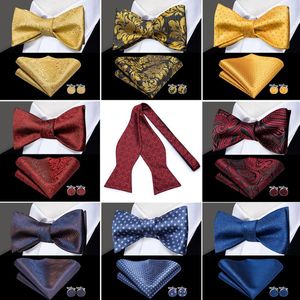 Bow Ties Hi-Tie Silk Adult Men's Self Tie Pocket Square Cufflinks Set Man Formal Wedding Party Accessories Luxury
