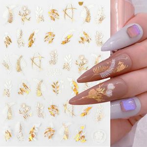 Nail Art Kits 1PCS Schwarz Weiß Gold Bronzing Aufkleber Blumen Blätter Muster Transfer Sliders DIY Aufkleber Dekoration Aufkleber